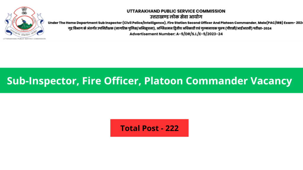 UKPSC Uttarakhand Police Recruitment 2024 Online Form