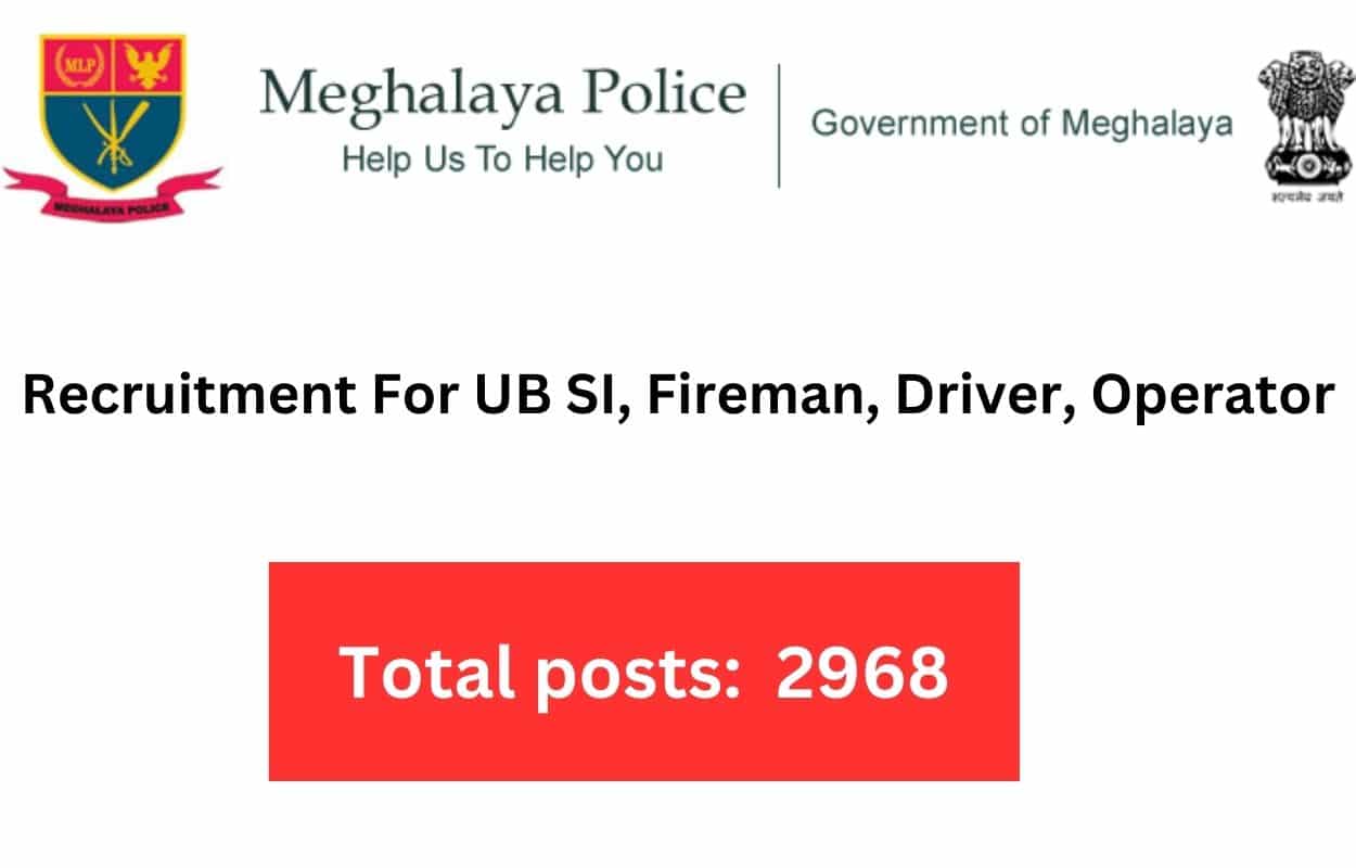 Meghalaya Police Recruitment 2024 - 2968 Post