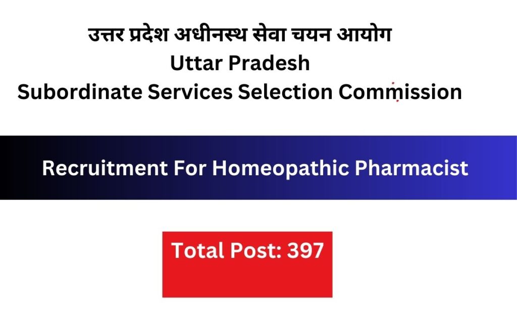 UPSSSC Homeopathic Pharmacist 2024 Online Form